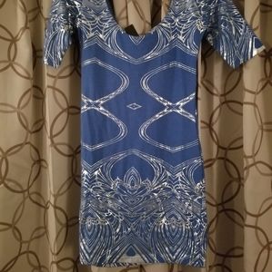🔥🔥🔥 blue and silver  mini dress